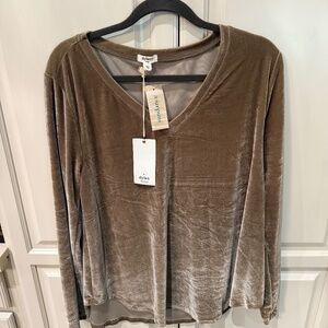 Dylan (Sundance) Olive velvet v-neck top